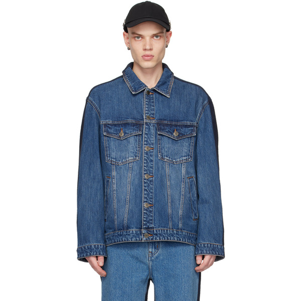 Calvinluo Blue Paneled Denim Jacket 
