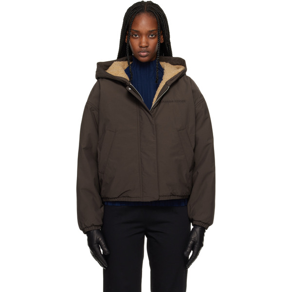  Canada Goose Beige & Brown Alberni Fleece Reversible Bomber Jacket 