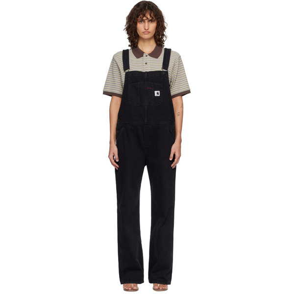  Carhartt Work In Progress Black Bib Straight Denim Overalls 