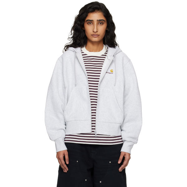  Carhartt Work In Progress Gray American Script Hoodie 