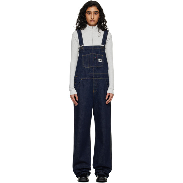  Carhartt Work In Progress Navy Bib Straight Denim Overalls 