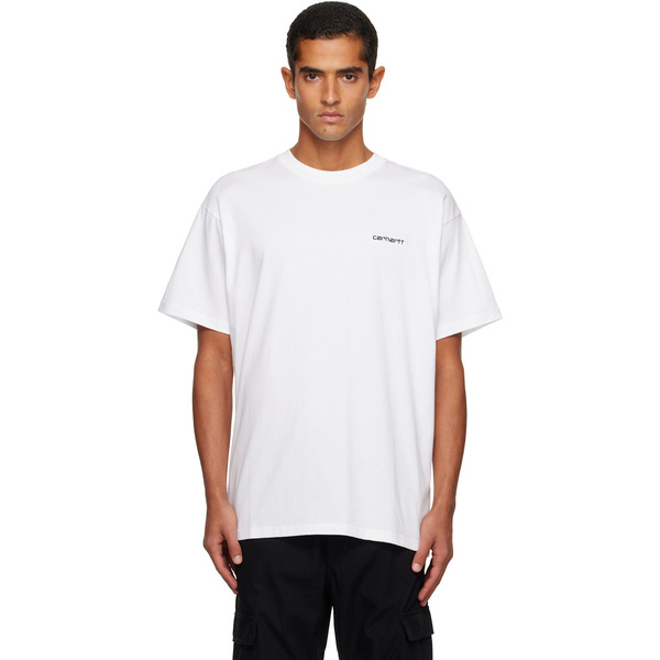 Carhartt Work In Progress White Script Embroidery T-shirt 