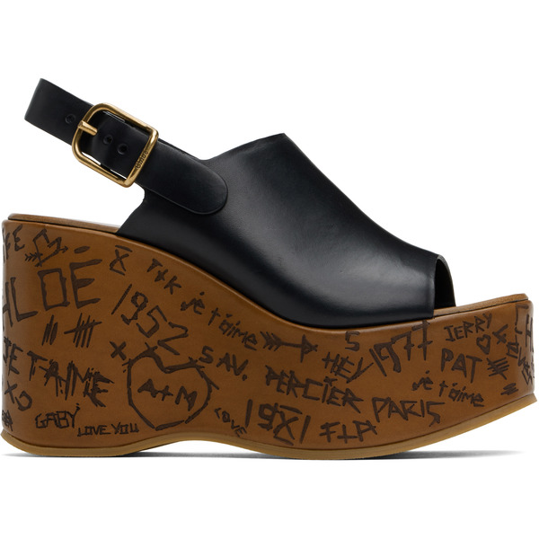  Chloé Black Maxime Wedge Sandals 