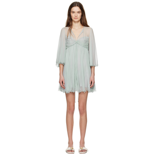  Chloé Gray Pleated Minidress 
