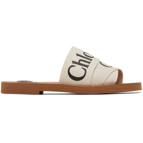  Chloé White Woody Flat Mules 