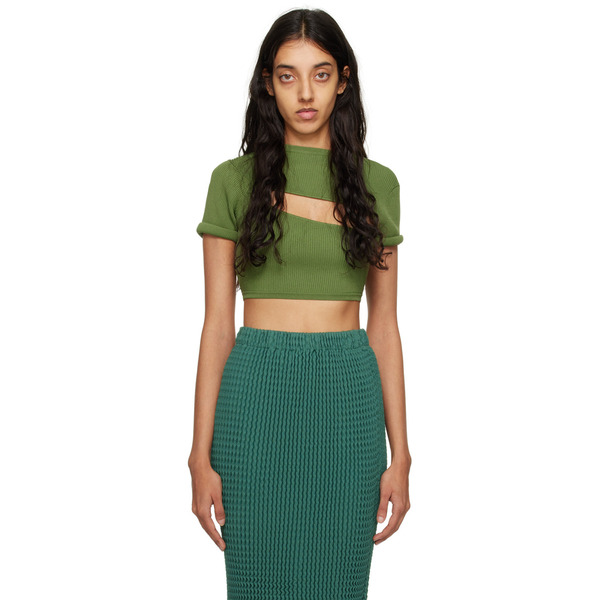  Christopher Esber Green Slashed T-shirt 