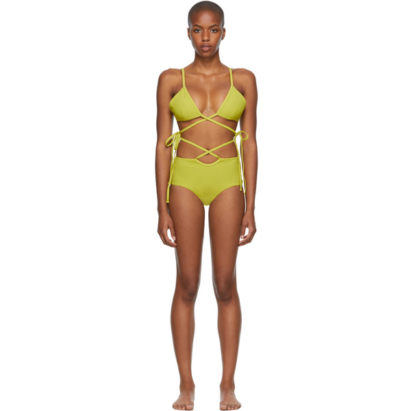  Christopher Esber Green Wrapped Tie & Loop Tie Bikini 