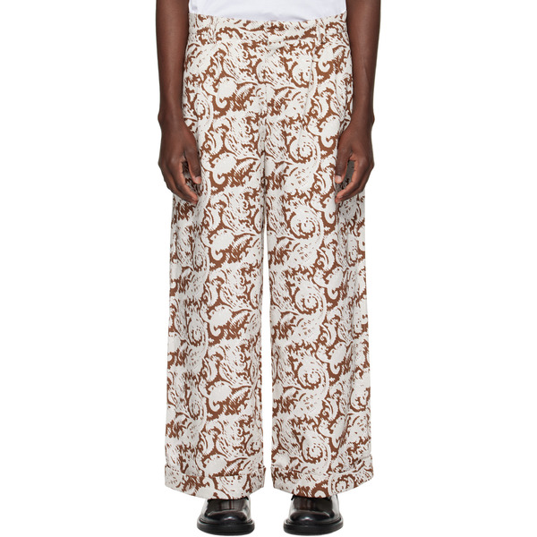  Commas Gray & Brown Paisley Print Trousers 