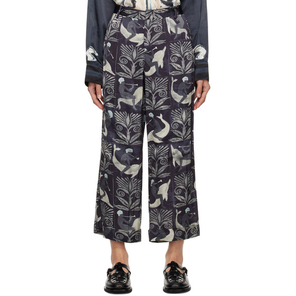  Commas Navy Printed Trousers 