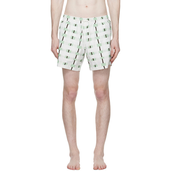 Commas Off-white Checked Swim Shorts 