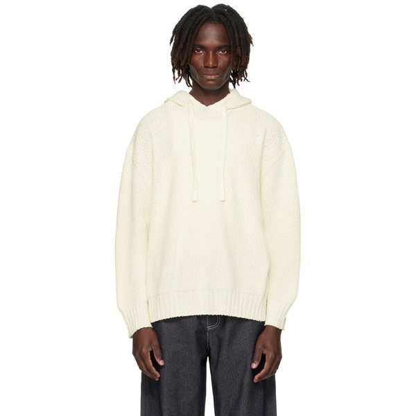  Commas Off-white Relaxed Knit Hoodie 