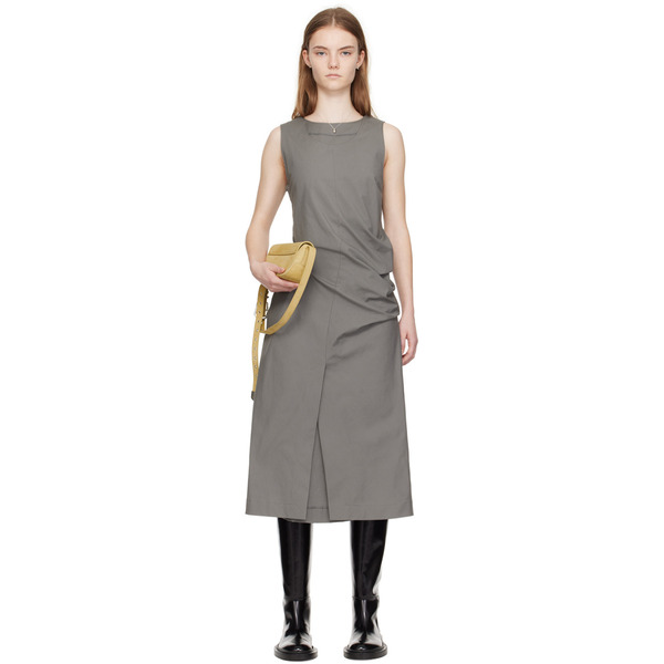  Commission Gray Double Crewneck Midi Dress 