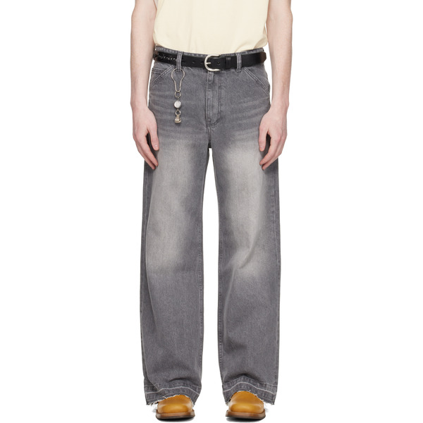  Coor Gray Cut-off Semi Flare Jeans 