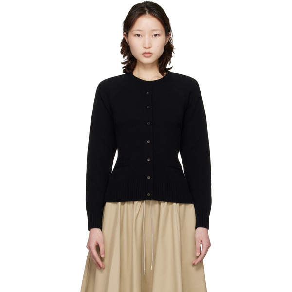  Cordera Black Merino Wool Open-back Cardigan 