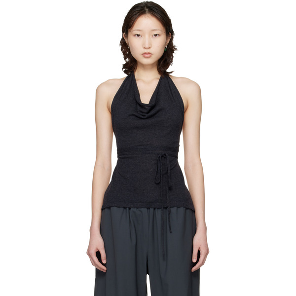  Cordera Gray Merino Wool Tie Top 