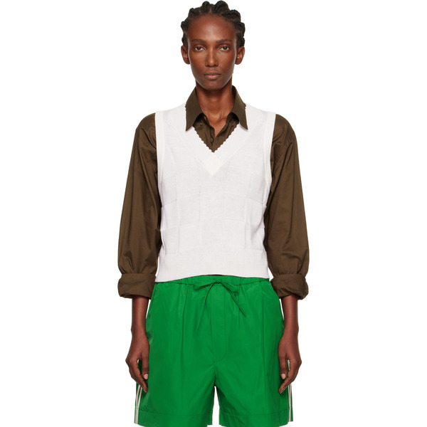  Cordera White Checkered Cotton & Cashmere Vest 