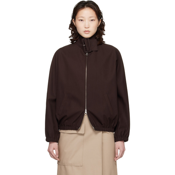  Courrèges Brown Buckle Zipped Bomber Jacket 