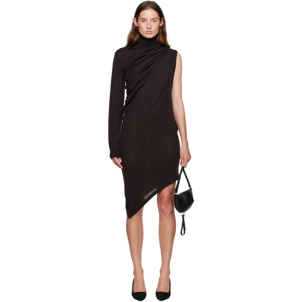  Courrèges Brown Off-shoulder Wool Minidress 