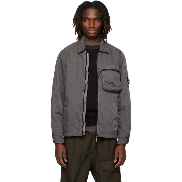  C.p. Company Gray Panama-r Zipped Lens Overshirt 