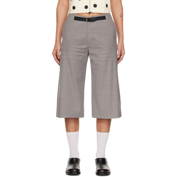  Cplus Series Gray Decorative Band Suiting Shorts 