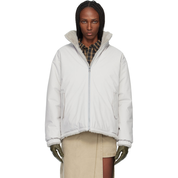  Cplus Series Gray Two-way Faux Fur Reversible Jacket 