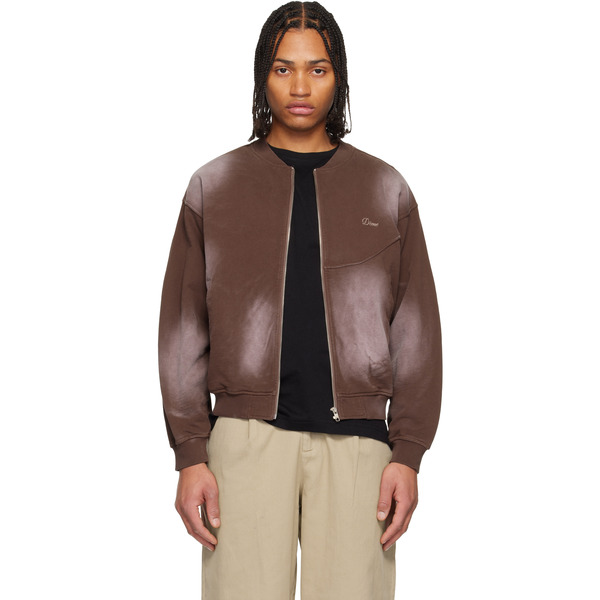  Dime Brown Faded Fleece Bomber Jacket 