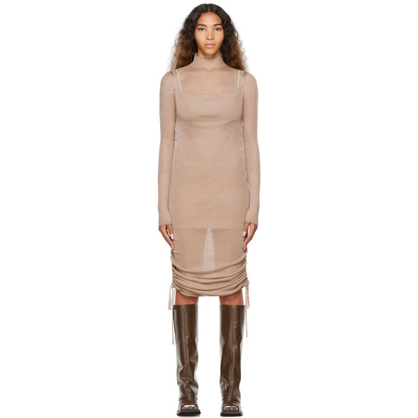  Dion Lee Taupe Drape Minidress 