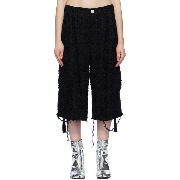  Doublet Black Raw Edge Cargo Shorts 