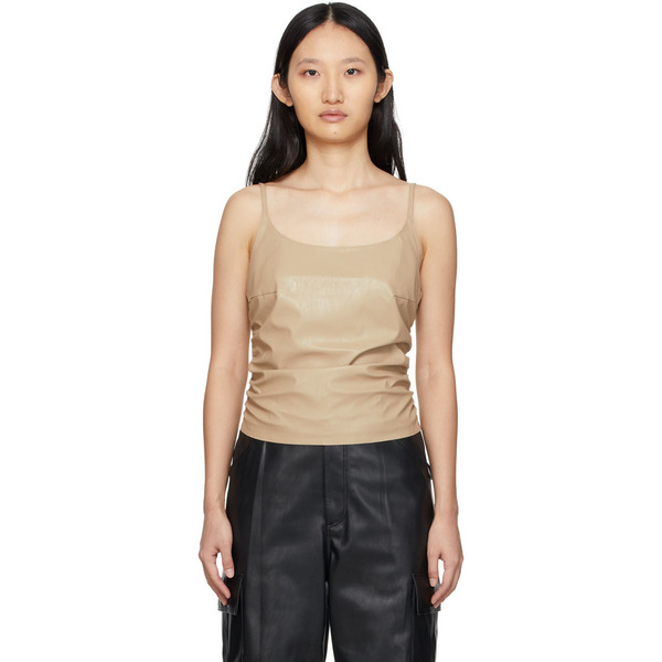  Drae Beige Faux-leather Tank Top 