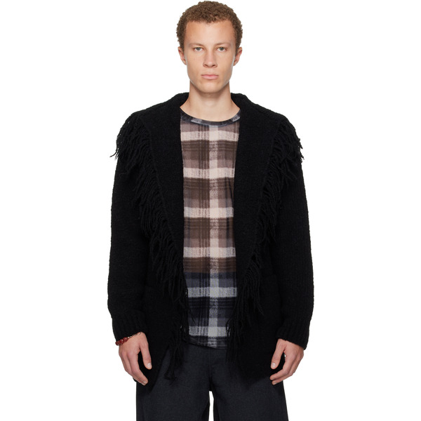  Dries Van Noten Black Fringed Cardigan 