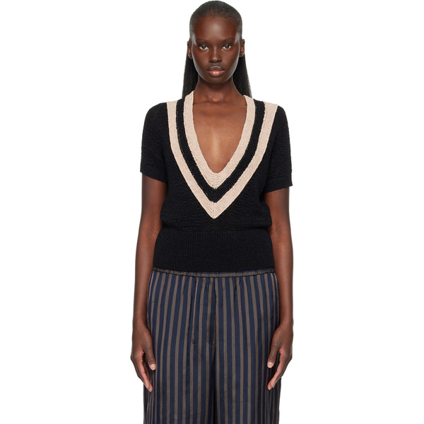  Dries Van Noten Black V-neck Knit Sweater 