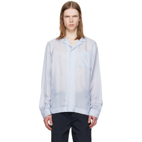  Dries Van Noten Blue Semi-sheer Shirt 