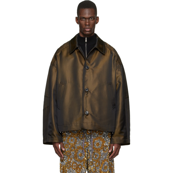  Dries Van Noten Brown Dropped Shoulder Jacket 