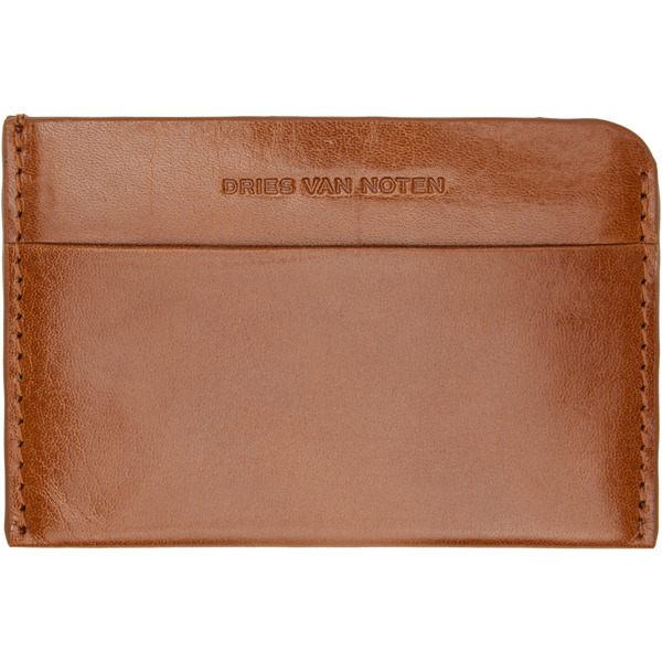  Dries Van Noten Brown Leather Card Holder 