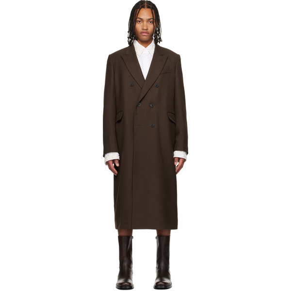  Dries Van Noten Brown Wool Coat 