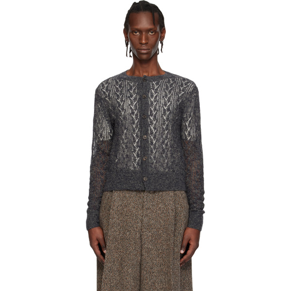  Dries Van Noten Gray Open-knit Cardigan 