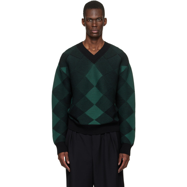  Dries Van Noten Green Argyle Sweater 