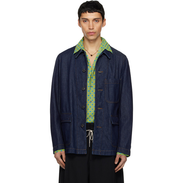  Dries Van Noten Navy Braxton Denim Jacket 