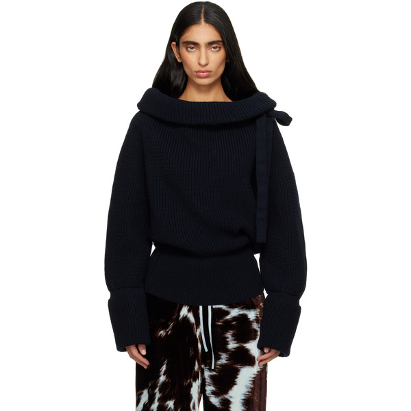  Dries Van Noten Navy Drawstring Turtleneck 