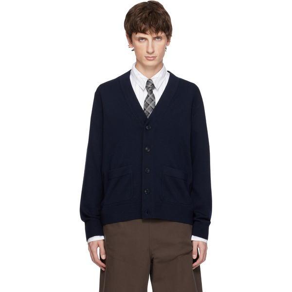  Dries Van Noten Navy Merino Wool Cardigan 