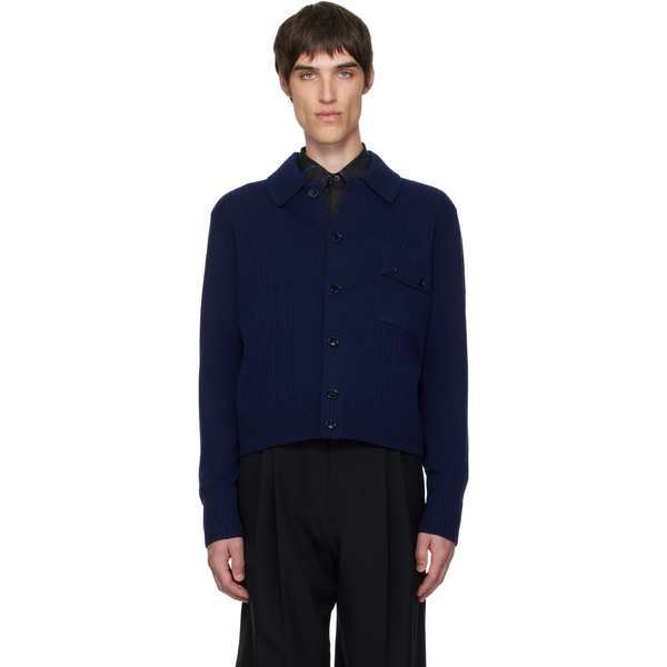  Dries Van Noten Navy Wool Cardigan 