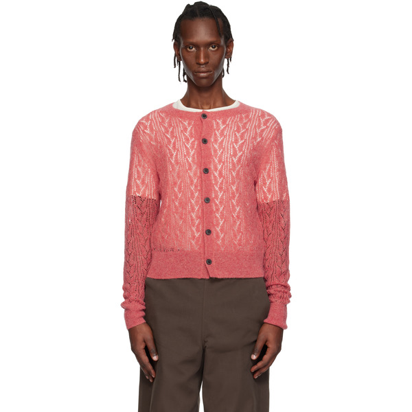  Dries Van Noten Pink Open-knit Cardigan 