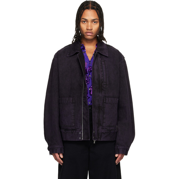  Dries Van Noten Purple Patch Pocket Denim Jacket 