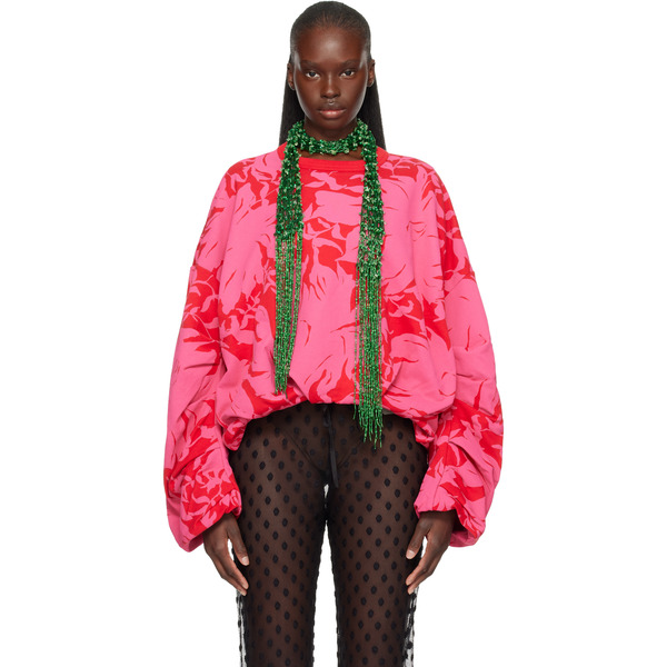  Dries Van Noten Red & Pink Draped Sweatshirt 