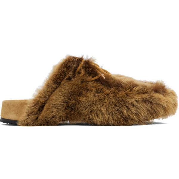  Dries Van Noten Tan Shearling Clogs 