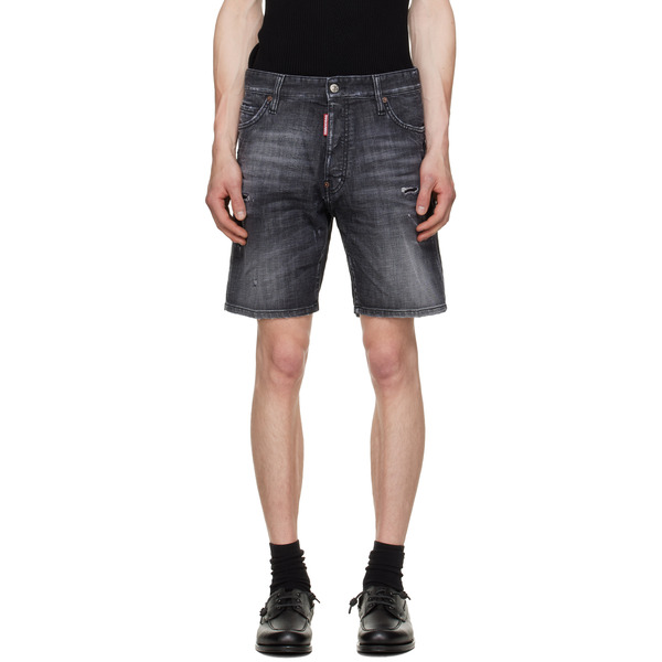  Dsquared2 Black Marine Denim Shorts 