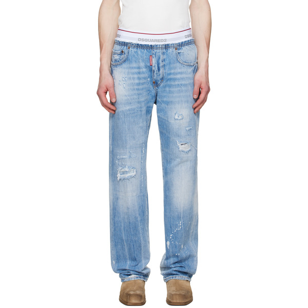  Dsquared2 Blue Light Wash Jogger Jeans 
