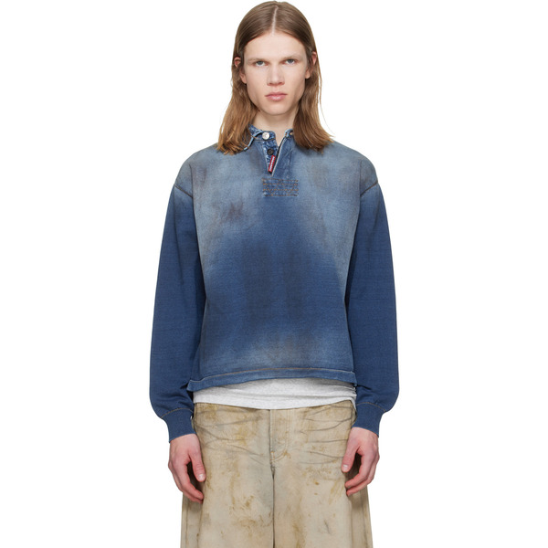 Dsquared2 Indigo Denim Effect Knit Long Sleeves Polo 