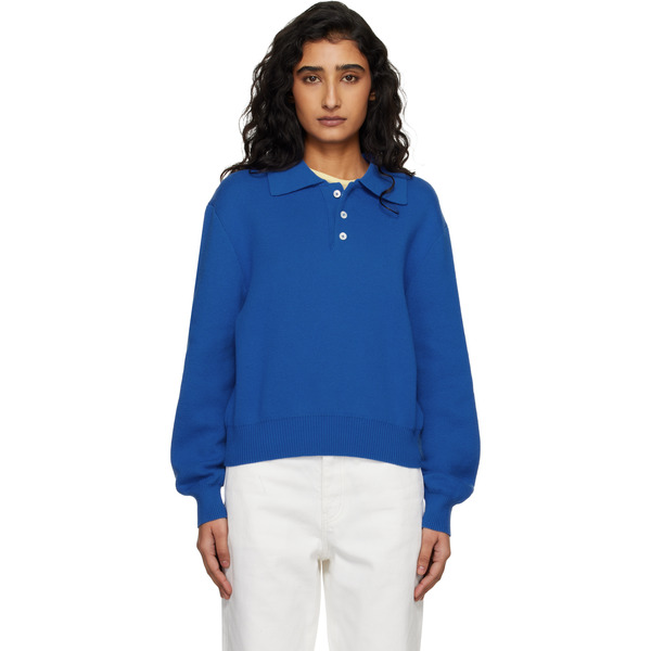  Dunst Blue Cashmere Collared Sweater Polo 