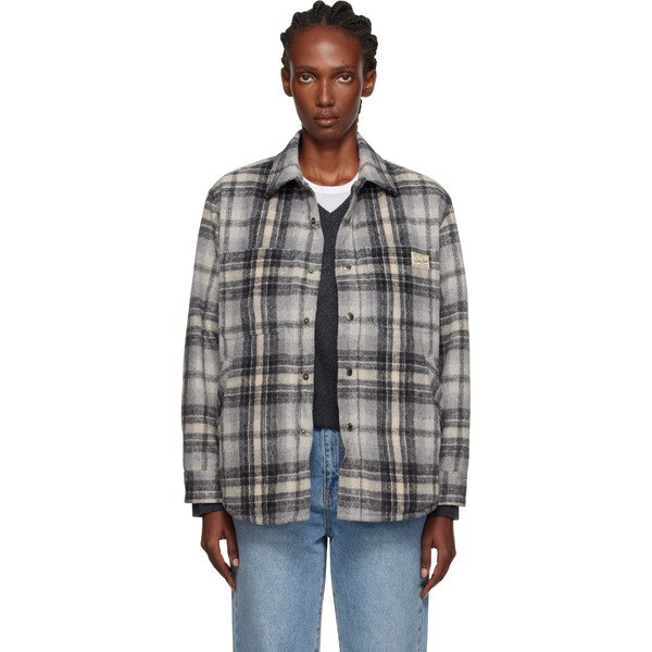  Dunst Gray Quilted Check Flannel Overshirt 